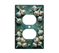 Placa de pared dúplex para cocina, diseño rústico de romero, color verde azulado, tamaño estándar, doble toma de corriente, para dormitorio, baño, decoración de entrada del hogar