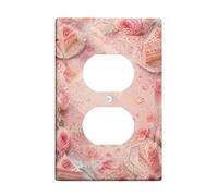 Placa de pared dúplex para tartas, romántica y elegante rosa perla, ninguno melocotón, placas de pared de plástico de tamaño estándar para enchufes eléctricos para nuevo apartamento, hogar, dormitorio