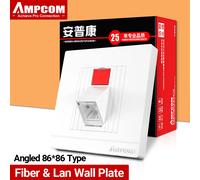 Placa de pared en ángulo de fibra óptica AMPCOM LC SC FC ST Simplex adaptador acoplador de fibra FTTH dúplex placa frontal Keystone tipo 86*86 1 Port