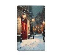 Placa de pared en blanco con diseño de calle de nieve navideña, 1 banda, para cocina, baño, tamaño 11,4 x 7 cm