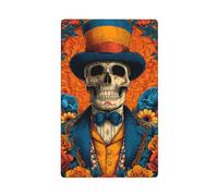 Placa de pared en blanco con diseño de esqueleto vintage del Día de los Muertos, 1 banda, decorativa, para cocina, cuarto de baño, tamaño 11,4 x 7 cm