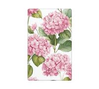 Placa de pared en blanco con diseño de flores de hortensias rosadas, acuarela, 1 banda, decorativa, para cocina, baño, tamaño 11,4 x 7 cm