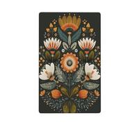 Placa de pared en blanco con diseño de flores de mediados de siglo, arte popular sueco, 1 banda, para cocina, baño, tamaño 11,4 x 7 cm