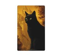 Placa de pared en blanco con diseño de gato negro de castillo antiguo vintage de fantasía, cubierta decorativa para interruptor de luz, 1 banda para cocina, baño, tamaño 11,4 x 7 cm