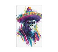 Placa de pared en blanco con diseño de mono mexicano con sombrero, 1 banda, decorativa, para cocina, cuarto de baño, tamaño 11,4 x 7 cm