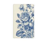 Placa de pared en blanco con diseño de rosas peonías, jacintos y margaritas en color azul, 1 banda, para cocina, cuarto de baño, tamaño 11,4 x 7 cm