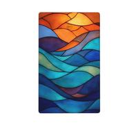 Placa de pared en blanco con patrón de onda de color de vidrieras, cubierta decorativa para interruptor de luz, 1 banda para cocina, baño, tamaño 11,4 x 7 cm