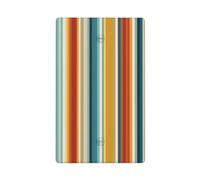 Placa de pared en blanco con patrón de rayas retro, azul, naranja, blanco, vintage, para interruptor de luz, decorativa, 1 banda, para cocina, baño, tamaño 11,4 x 7 cm