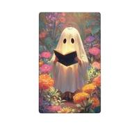 Placa de pared en blanco con texto en inglés "Cute Ghost Reading in The Flower Garden", cubierta decorativa para interruptor de luz, 1 banda, para cocina, cuarto de baño, tamaño 11,4 x 7 cm