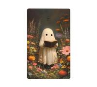 Placa de pared en blanco con texto en inglés "Cute Ghost Reading in The Flower Garden", cubierta decorativa para interruptor de luz, 1 banda, para cocina, cuarto de baño, tamaño 11,4 x 7 cm