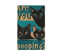 Placa de pared en blanco con texto en inglés "Three Black Cat Vintage Text are You Pooping", 1 banda, para cocina, cuarto de baño, tamaño 11,4 x 7 cm