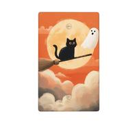 Placa de pared en blanco flotante con diseño de gato negro volando en una escoba, fantasma, cubierta decorativa para interruptor de luz, 1 banda para cocina, baño, tamaño 11,4 x 7 cm