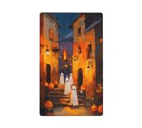 Placa de pared en blanco para interruptor de luz decorativa de Halloween con diseño de fantasmas de la ciudad vieja de la calle del casco antiguo, 1 banda para cocina, cuarto de baño, tamaño 11,4 x 7