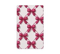 Placa de pared en blanco y rosa con diseño de lazos elegantes, 1 banda, para cocina, baño, tamaño 11,4 x 7 cm