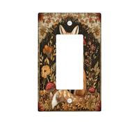 Placa de pared estética de otoño con diseño de zorro, 1 banda, basculante individual, diseño vintage de flores silvestres para decoración de dormitorio, baño, placa de interruptor de tamaño estándar