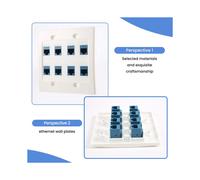 Placa de Pared Ethernet 8 Puertos - Doble Banda Cat6 RJ45 Conector Cable de Red Placa Frontal Hembra una Hembra - Azul