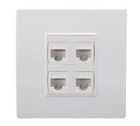 Placa de Pared Ethernet, Conector de Pared Cat6 Hembra a Hembra de 4 Puertos, Salida de Placa de Pared Keystone para CAT5 CAT5E CAT6A, 86x86mm
