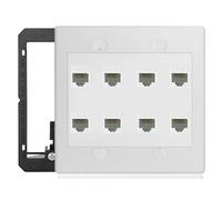 Placa de pared Ethernet de 8 puertos, color blanco, Cat6, conector Keystone RJ45, cables de red, acoplador en línea, conector de caja de fecha, cubierta de caja de fecha con soporte de bajo voltaje de