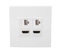 Placa de Pared Ethernet HDMI CAT6, Panel de Información Multimedia de 4 Puertos, 2 HDMI 2 CAT6, para Computadoras, Televisores, Discos Duros, Proyectores, Se Adapta a Cajas de