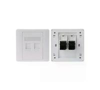 Placa de pared Ethernet oculta con 2 puertos CAT6 RJ45, toma de corriente para computadora, teléfono,