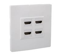 Placa de Pared HDMI, 4 Puertos 4K 60Hz Hembra a Hembra HDMI 2.0 Panel de Pared para Computadoras, Televisores, Discos Duros, Proyectores