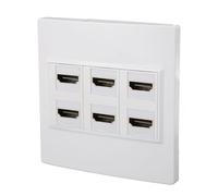 Placa de Pared HDMI, 4K 6 Puertos Keystone Placa de Pared Panel de Salida de Pared para Cine en Casa, 3840x2160 60HZ HDMI2.0 Placa de Pared, Audio Video Salida de Pared Panel de
