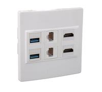 Placa de Pared HDMI, 6 Puertos 5 Gbps 4K 60 HZ USB 3.0 Placa de Pared con Puerto de Cargador, Cat6 RJ45 Ethernet Keystone Placa de Pared para Computadoras, Televisores, Discos