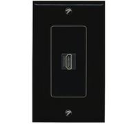 Placa de pared HDMI de 1 puerto, 1 banda, negro/negro