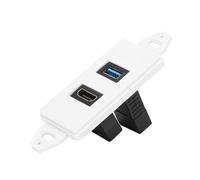 Haofy Placa de Pared HDMI USB 3.0, Panel de Placa Frontal de Pared Multimedia con Cabezal de HDMI 1.4 y USB 3.0, Toma de Corriente de Alta Velocidad para Proyector, Cine en Casa, Video y Audio,