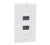 Placa de Pared HDMI y USB 3.0, HDMI USB3.0 Enchufe de Video y Audio para Panel de Pared Multimedia Integrado Dos en