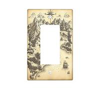Placa de pared para interruptor de mapa del tesoro náutico vintage, 1 banda, placa frontal eléctrica retro de islas para decoración de dormitorio, baño, rutas frescas, placa de interruptor de tamaño
