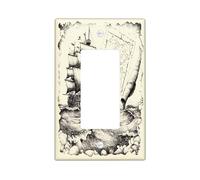 Placa de pared para interruptor de mapa del tesoro náutico vintage, 1 banda, placa frontal eléctrica retro para decoración de dormitorio, baño, rutas frescas, placa de interruptor de tamaño estándar