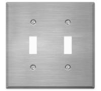 Placa de pared para interruptor de palanca de acero inoxidable de tamaño estándar de 2 bandas, cubierta de salida de palanca de metal, resistente, resistente a la corrosión con tornillos a juego