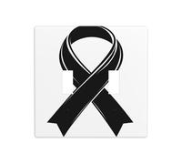 Placa de pared para interruptor de pared con cinta de concienciación sobre el cáncer, color blanco y negro, tamaño estándar, 11,4 x 11,4 cm
