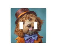 Placa de pared para interruptor de pared con diseño de cachorro de cinta naranja de doble banda, tamaño estándar, 11,4 x 11,4 cm