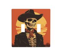 Placa de pared para interruptor de pared con diseño de esqueleto de vaquero minimalista, simple, doble banda, tamaño estándar, 11,4 x 11,4 cm