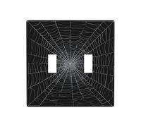 Placa de pared para interruptor de pared con diseño de telarañas blancas sobre negro, tamaño estándar, 11,4 x 11,4 cm