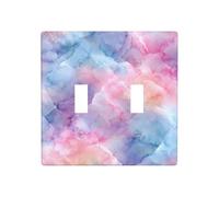 Placa de pared para interruptor de pared con diseño de teñido anudado de colores pastel, mármol, rosa, azul, tamaño estándar, 11,4 x 11,4 cm