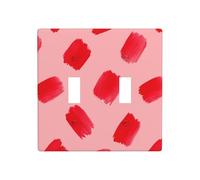 Placa de pared para interruptor de pared de doble banda, diseño de pinceladas rojas en rosa claro, tamaño estándar, 11,4 x 11,4 cm