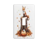 Placa de pared para interruptor de zorro de acuarela otoñal, 1 banda, palanca única, placa frontal eléctrica de hoja de arce de madera de otoño para decoración de dormitorio, baño, placa de