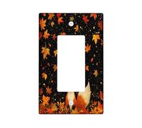 Placa de pared para interruptor de zorro de otoño negro, 1 banda, placa frontal eléctrica de hoja de arce otoñal naranja para decoración de dormitorio, baño, diversión animal, placa de interruptor de