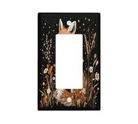 Placa de pared para interruptor de zorro vintage de otoño, 1 banda, basculante individual, placa frontal eléctrica de flores silvestres otoñales para decoración de dormitorio, baño, placa de