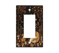 Placa de pared para interruptor de zorro vintage de otoño, 1 banda, placa frontal eléctrica de hongo otoñal para decoración de dormitorio, baño, placa de interruptor estética escénica de tamaño