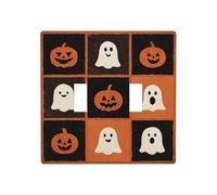 Placa de pared retro de Halloween con caras de calabaza y fantasma, doble banda, decoración de interruptor de pared, tamaño estándar, 11,4 x 11,4 cm