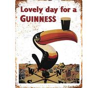 Placa de pared retro vintage de 20 x 15 cm, ideal para pub, cobertizo, bar, oficina, hombre, cueva, hogar, dormitorio, comedor, cocina, regalo, guinness Drink Beer Ale Stout Toucan Bird Metal Sign