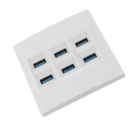 Placa de Pared USB 3.0, Placa de Pared de Salida de 6 Puertos con Transmisión de Alta Velocidad de 5 Gbps, Placa de Pared Keystone USB 3.0 para Carga y Transferencia de Datos