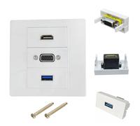 Placa de pared USB multimedia VGA HDTV de 86 mm, panel de pared de video compuesto, conectores directos, no necesita soldadura, panel de montaje en pared de fácil instalación