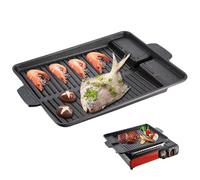Placa de parrilla 14.57x10.24 pulgadas Barbq rejilla de parrilla sin palanca de aluminio accesorio de placa de aluminio con mango para estufa de gas para acampar, eléctrica, plancha de hierro