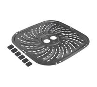 Placa de parrilla de 8 cuartos compatible con PowerXL para Vortex Pro, acero al carbono de larga duración con 6 pestañas de goma para un fácil mantenimiento (24 x 24 cm)