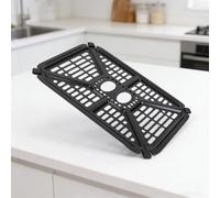 Placa de parrilla de acero inoxidable para freidora de aire, bandeja separadora de aceite con mango seguro para calefacción uniforme, accesorio de cocina apto para lavavajillas, dimensiones de 23,5 x